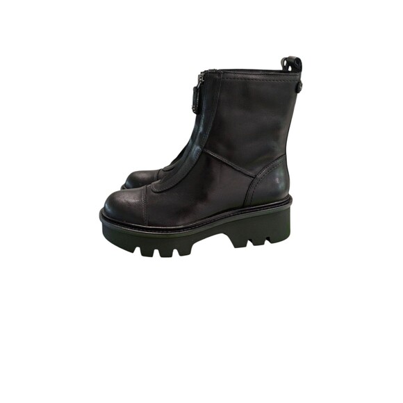 Sam Edelman Cooper Lug Sole Black Leather Boots Womens 6M Front Zip New $180 - Picture 3 of 6